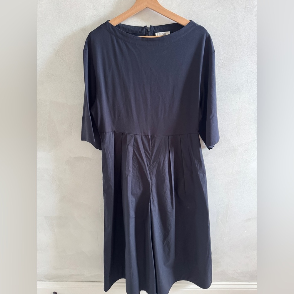 COS - Navy Blue Mixed Media Jumpsuit - Size S